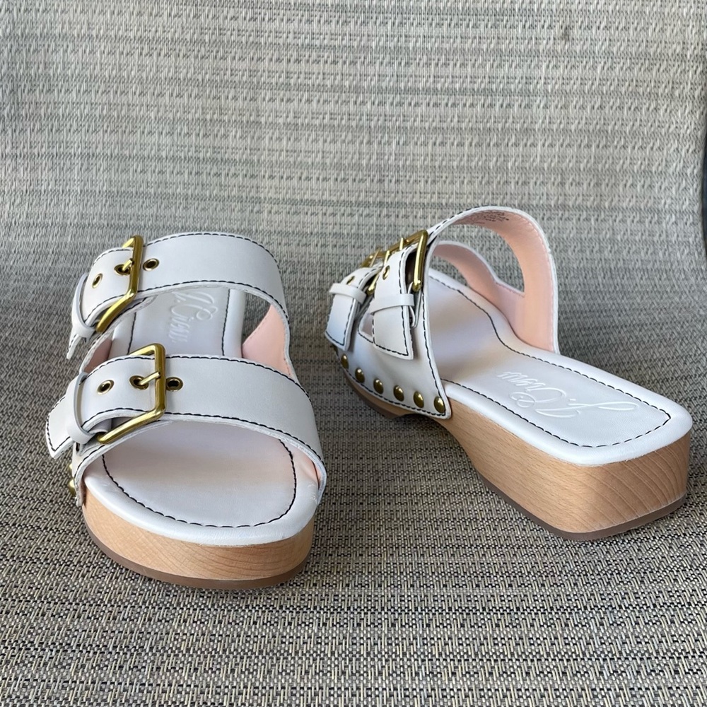 J Crew Leather Double Buckle Strap Sandals White Size 9